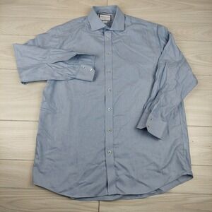 Charles‎ Tyrwhitt Dress Shirt Mens 16.5 33 Blue Classic Fit Houndstooth Non Iron